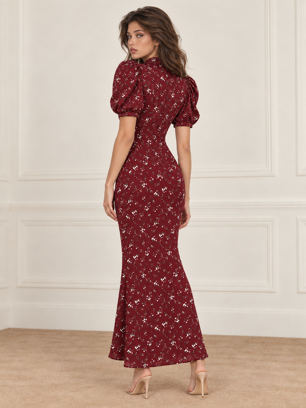Elévaison Annelise Dress in garnet garden product image.